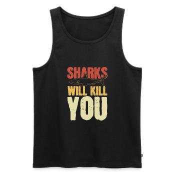 Les requins vous tueront - Débardeur bio Premium Homme - noir - Devant - Michal (187cm)