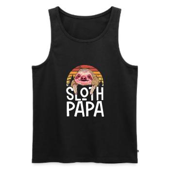 Sloth Papa Retro - Men's Premium Organic Tank Top - black - Front - AI Model Male 178 light (178cm)