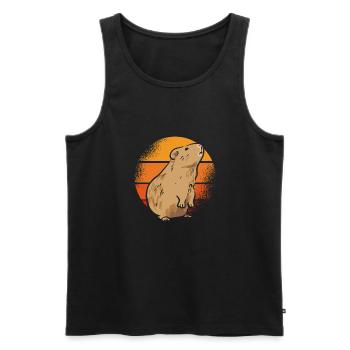 Cute Guinea Pig Retro Sun - Men's Premium Organic Tank Top - black - Front - Michal (187cm)