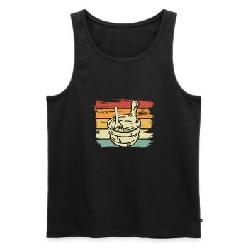 Sauna tub Retro - Men's Premium Organic Tank Top - black - Front - Michal (187cm)