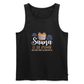 Le sauna est la réponse - Débardeur bio Premium Homme - noir - Devant - AI Model Male 178 light (178cm)
