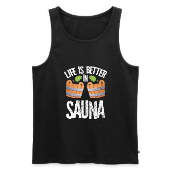 J’adore les saunas - Débardeur bio Premium Homme - noir - Devant - AI Model Male 178 light (178cm)