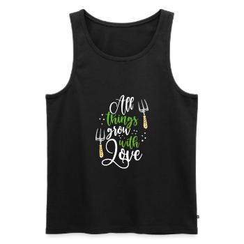 Toutes choses grandissent avec amour - Débardeur bio Premium Homme - noir - Devant - Michal (187cm)