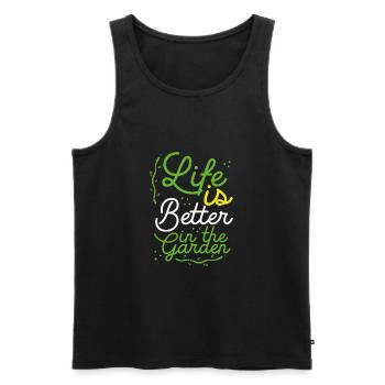 Das Leben Ist Besser Im Garten - Männer Premium Bio Tank Top - Schwarz - Vorne - Michal (187cm)