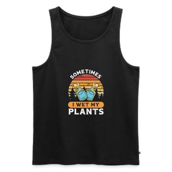 Parfois, je mouille mes plantes - Débardeur bio Premium Homme - noir - Devant - Michal (187cm)