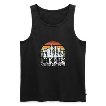 Life is Chess Retro Vintage - Men's Premium Organic Tank Top - black - Front - AI Model Male 178 light (178cm)
