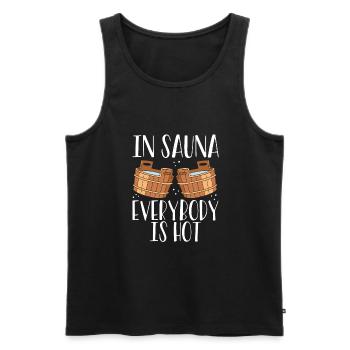 Everyone is hot in the sauna - Men's Premium Organic Tank Top - black - Front - Michal (187cm)