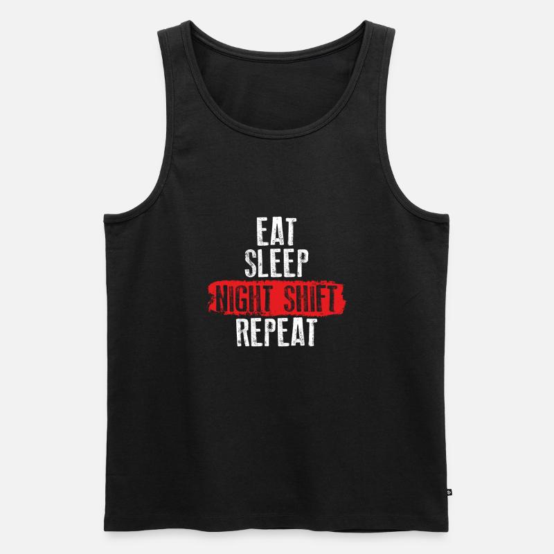 Essen Sie Schlafen Nachtschicht - Männer Premium Bio Tank Top - Schwarz