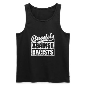 Bassisten gegen Rassisten Bassspieler gegen Rechts - Männer Premium Bio Tank Top - Schwarz - Vorne - Michal (187cm)
