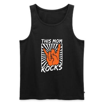 "This Mom Rocks" beste Mama, Mutter, Rock and Roll - Männer Premium Bio Tank Top - Schwarz - Vorne - Michal (187cm)