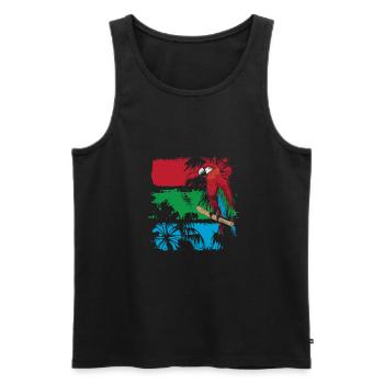 Colorful parrot on a branch - Men's Premium Organic Tank Top - black - Front - AI Model Male 178 light (178cm)