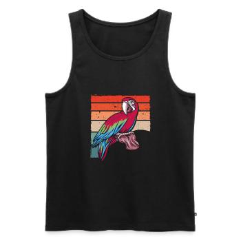 Parrot vintage on a branch - Men's Premium Organic Tank Top - black - Front - AI Model Male 178 light (178cm)
