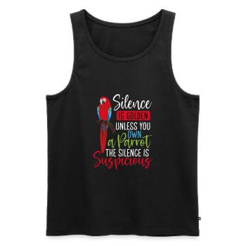 Silence is golden, your own parrot - Men's Premium Organic Tank Top - black - Front - AI Model Male 178 light (178cm)