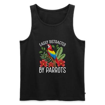 Easily distracted by parrots - Men's Premium Organic Tank Top - black - Front - AI Model Male 178 light (178cm)