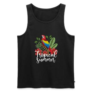 Tropical summer parrot - Men's Premium Organic Tank Top - black - Front - AI Model Male 178 light (178cm)