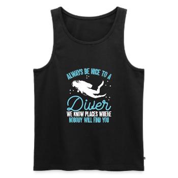 Always be nice to a diver - Men's Premium Organic Tank Top - black - Front - AI Model Male 178 light (178cm)