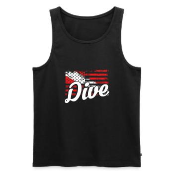 Tauchgang Unter Amerikanischer Flagge - Männer Premium Bio Tank Top - Schwarz - Vorne - Michal (187cm)