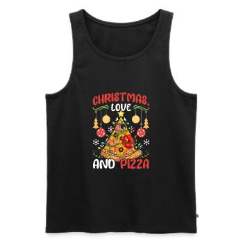 Pizza Junk Food lustiger Spruch Weihnachten, Liebe - Männer Premium Bio Tank Top - Schwarz - Vorne - Michal (187cm)