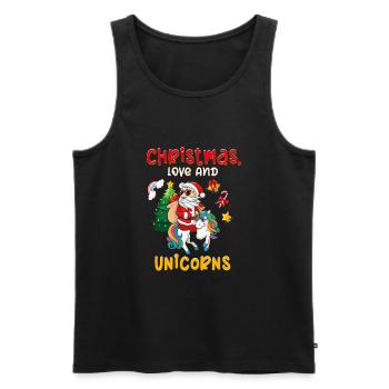 Einhorn Pferde Reitern Weihnachen Liebe Reiten - Männer Premium Bio Tank Top - Schwarz - Vorne - AI Model Male 178 light (178cm)