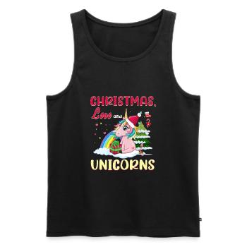 Einhorn Pferde Reitern Weihnachen Liebe Reiten - Männer Premium Bio Tank Top - Schwarz - Vorne - AI Model Male 178 light (178cm)