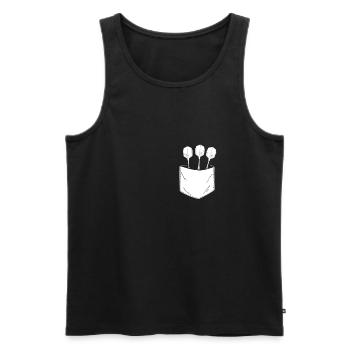 Fléchettes dans la poche de poitrine - Débardeur bio Premium Homme - noir - Devant - Michal (187cm)