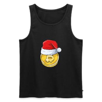 Bitcoin avec chapeau de Noël - Débardeur bio Premium Homme - noir - Devant - Michal (187cm)