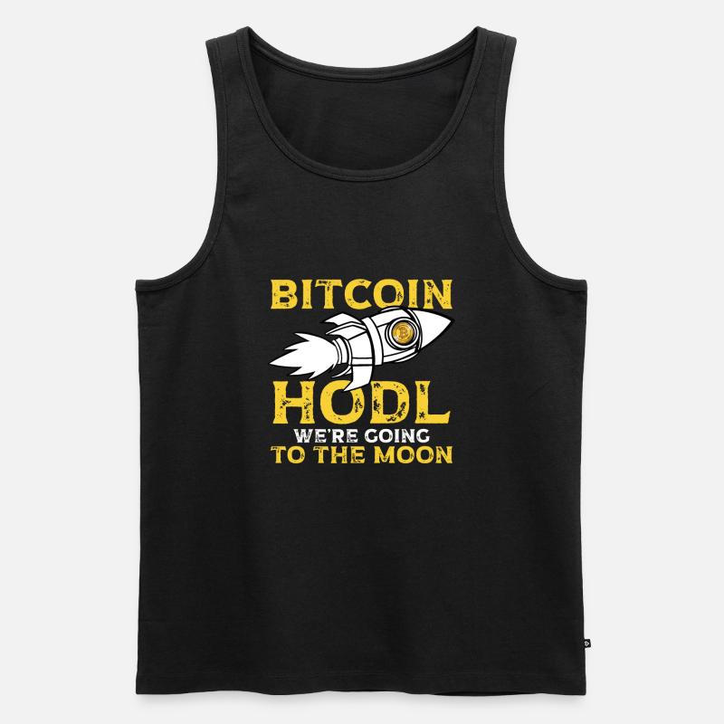 Bitcoin halten Rakete - Männer Premium Bio Tank Top - Schwarz