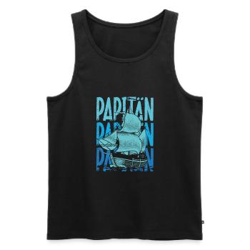 Capitaine Papitän - Débardeur bio Premium Homme - noir - Devant - AI Model Male 178 light (178cm)