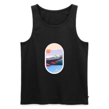 Airplane Window Travel Landscape Nature - Men's Premium Organic Tank Top - black - Front - AI Model Male 178 light (178cm)