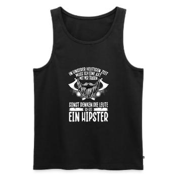 Ich Bin Kein Hipster - Männer Premium Bio Tank Top - Schwarz - Vorne - Michal (187cm)