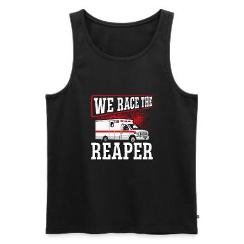 A race against the Grim Reaper - Men's Premium Organic Tank Top - black - Front - AI Model Male 178 light (178cm)
