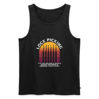 Cracking locks is like the - Men's Premium Organic Tank Top - black - Front - AI Model Male 178 light (178cm)