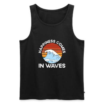 Le bonheur vient par vagues - Débardeur bio Premium Homme - noir - Devant - AI Model Male 178 light (178cm)