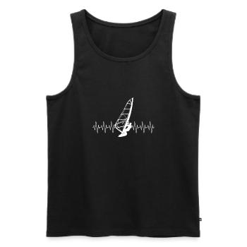 Battement de cœur de planche à voile - Débardeur bio Premium Homme - noir - Devant - AI Model Male 178 light (178cm)