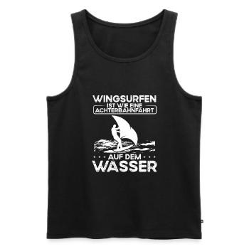 Wingsurfing Ist Wie Eine Achterbahnfahrt - Männer Premium Bio Tank Top - Schwarz - Vorne - Michal (187cm)