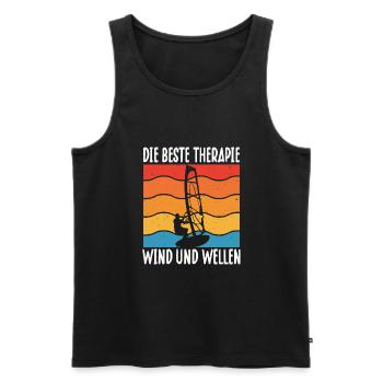 Die Beste Therapie Wind Und Wellen - Männer Premium Bio Tank Top - Schwarz - Vorne - AI Model Male 178 light (178cm)