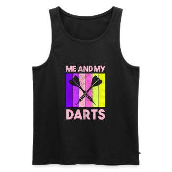 Club de sport de fléchettes, jeu de fléchettes, fléchettes sportives Arrow - Débardeur bio Premium Homme - noir - Devant - Michal (187cm)