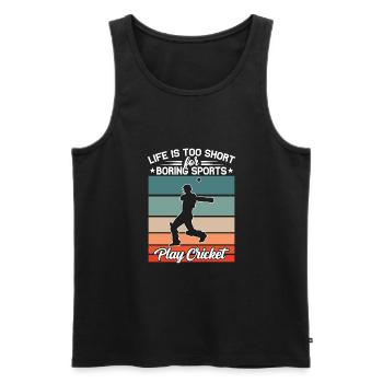 Das Leben Ist Zu Kurz Für Langweiligen - Männer Premium Bio Tank Top - Schwarz - Vorne - Michal (187cm)