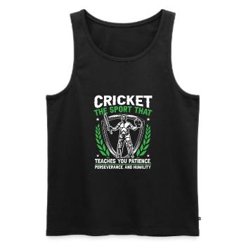 Cricket Lehrt Dich Geduld - Männer Premium Bio Tank Top - Schwarz - Vorne - Michal (187cm)