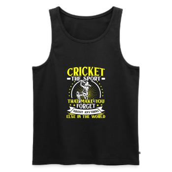 Cricket lässt dich alles andere vergesse - Männer Premium Bio Tank Top - Schwarz - Vorne - AI Model Male 178 light (178cm)