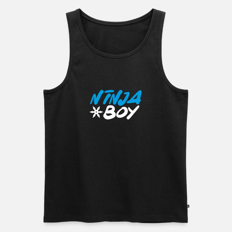 Blauer Ninja junge - Männer Premium Bio Tank Top - Schwarz
