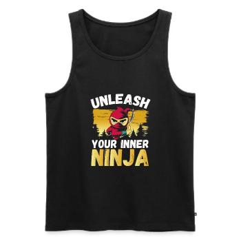 Libérez votre ninja intérieur - Débardeur bio Premium Homme - noir - Devant - Michal (187cm)