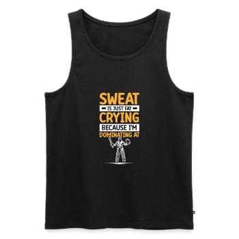 Fat cries in cricket game - Men's Premium Organic Tank Top - black - Front - AI Model Male 178 light (178cm)