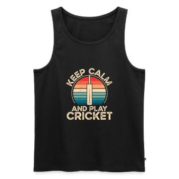 Keep calm and play cricket - Men's Premium Organic Tank Top - black - Front - Michal (187cm)