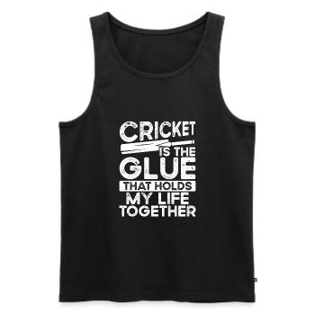 Cricket is the glue that - Men's Premium Organic Tank Top - black - Front - AI Model Male 178 light (178cm)