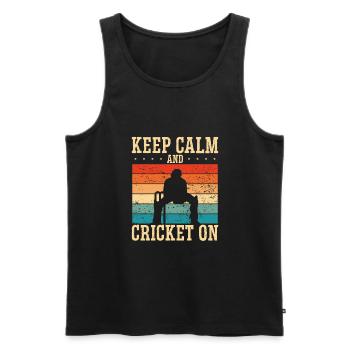 Keep calm and put on cricket - Men's Premium Organic Tank Top - black - Front - Michal (187cm)