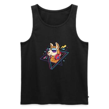Lama Alpaga 80s Costume Rétro Années 90s Party - Débardeur bio Premium Homme - noir - Devant - Michal (187cm)