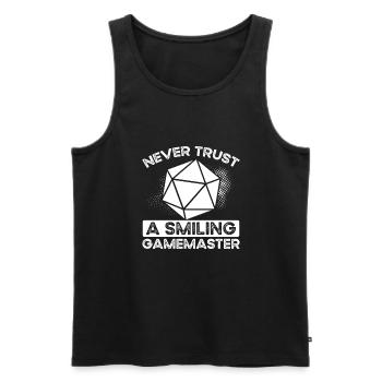 Vertraue Niemals Einem Lächelnden - Männer Premium Bio Tank Top - Schwarz - Vorne - AI Model Male 178 light (178cm)