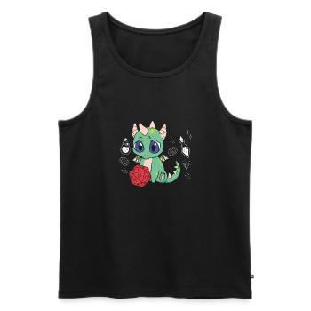 Niedlicher Drache Mit Fantasiewürfel - Männer Premium Bio Tank Top - Schwarz - Vorne - AI Model Male 178 light (178cm)