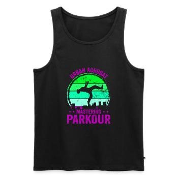 Parkour, Freerunning, Street Workout, Acrobatic - Männer Premium Bio Tank Top - Schwarz - Vorne - Michal (187cm)